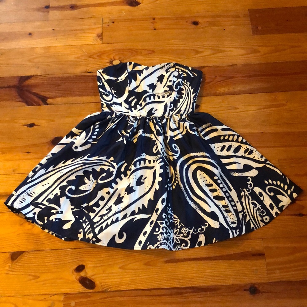 Navy and White Fitted Party Dress